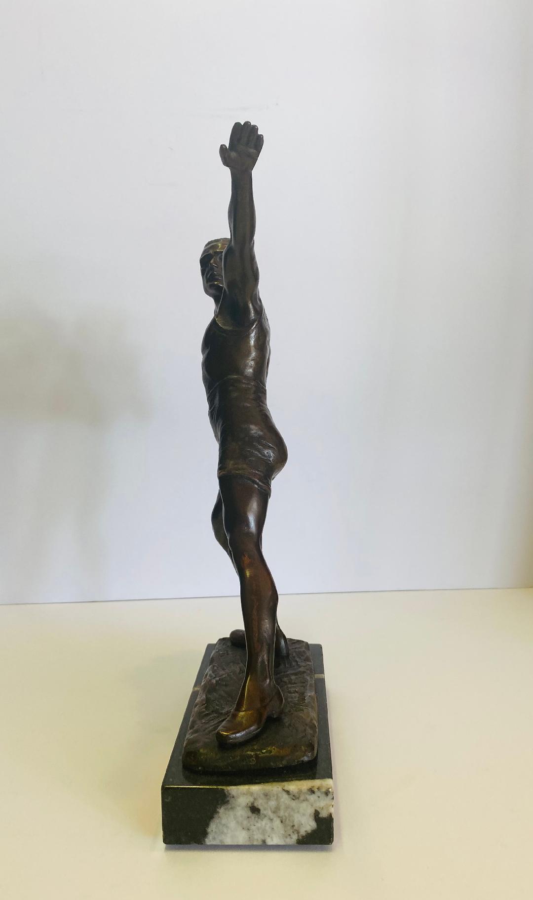 1930s Bronze Shot Put Figure on Marble Base