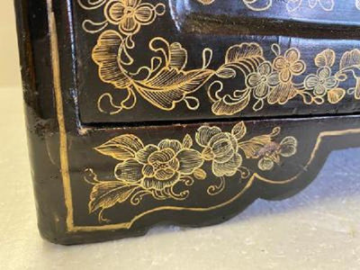 Antique English Lacquer Cabinet With Asian Japanning