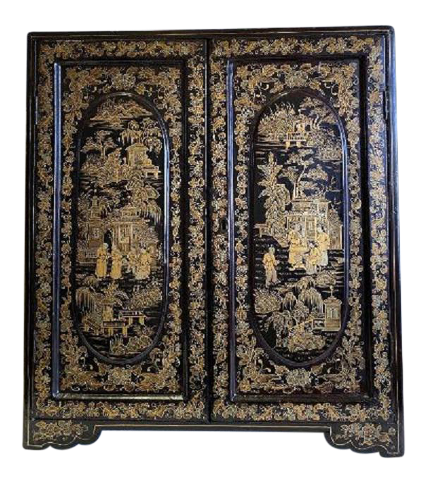Antique English Lacquer Cabinet With Asian Japanning – The