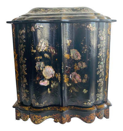 Antique English Papier Mache Cabinet With Writing Slope