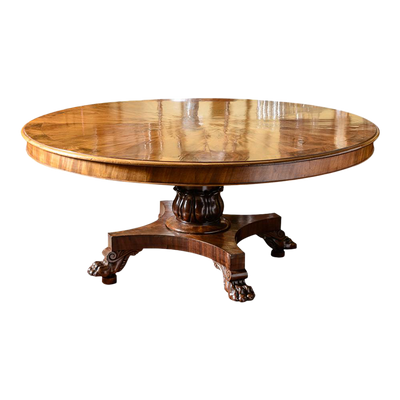 Antique English William IV Style Mahogany Round Dining Table