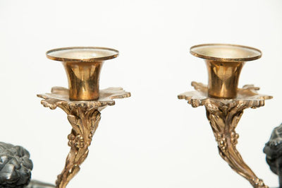 Antique French Bronze and Marble Candelabra- Pair