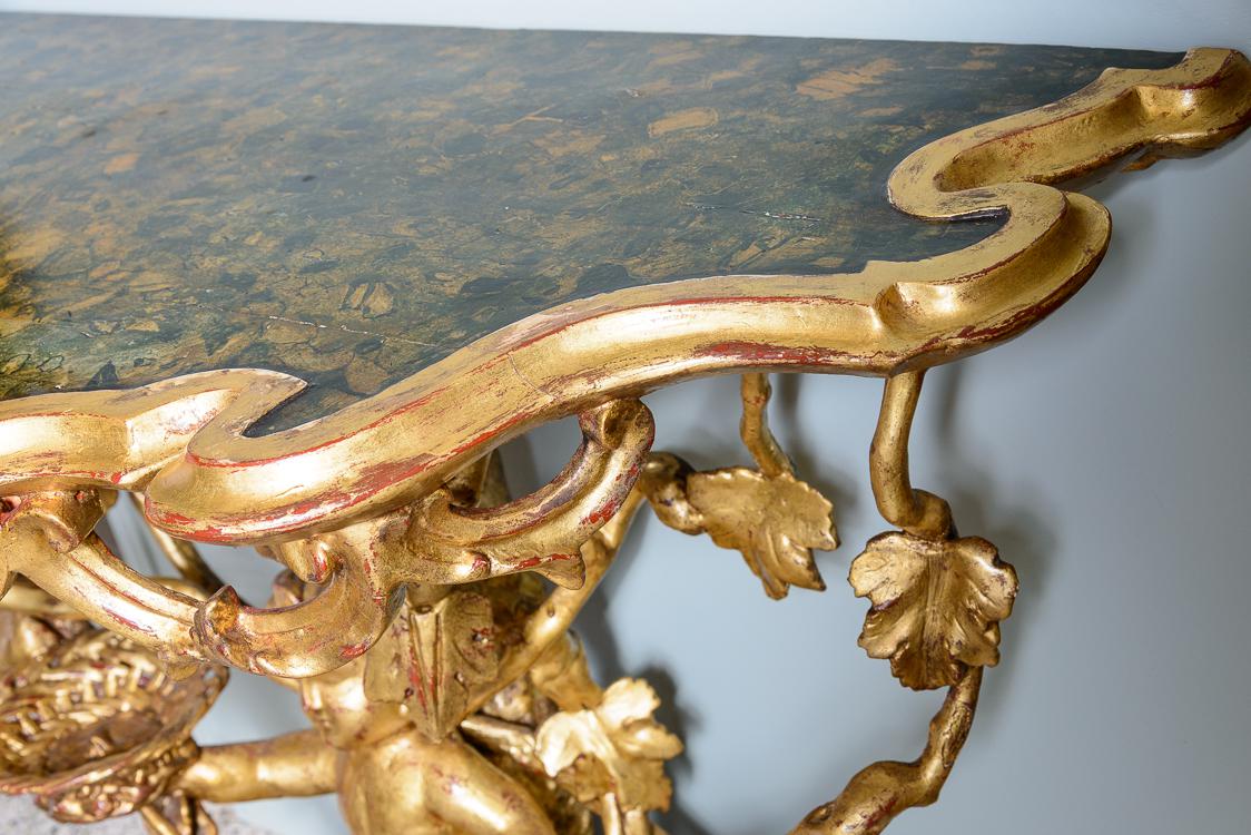 Antique French Gilt Putti Console Table
