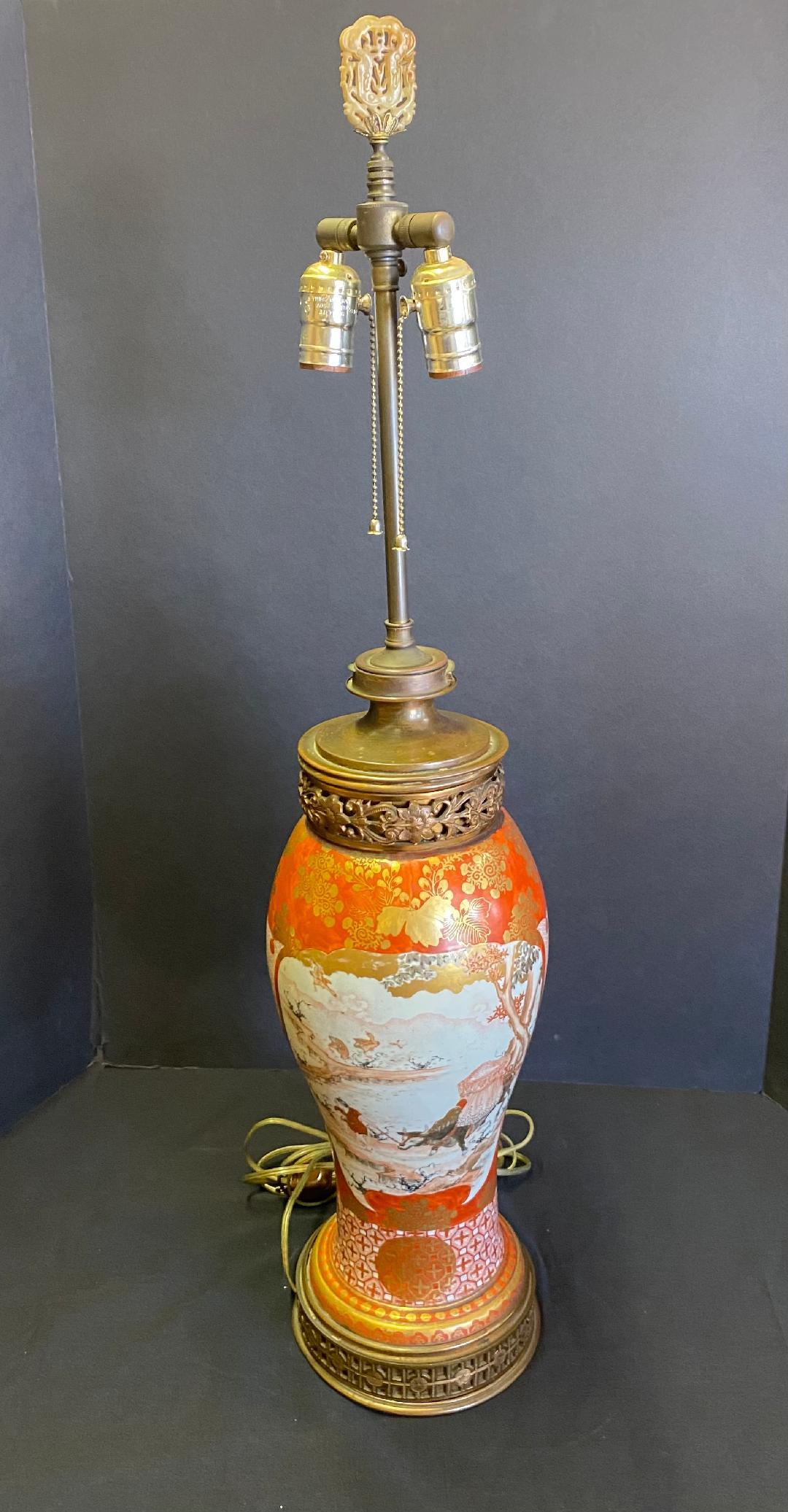 Antique Porcelain Kutani Lamp
