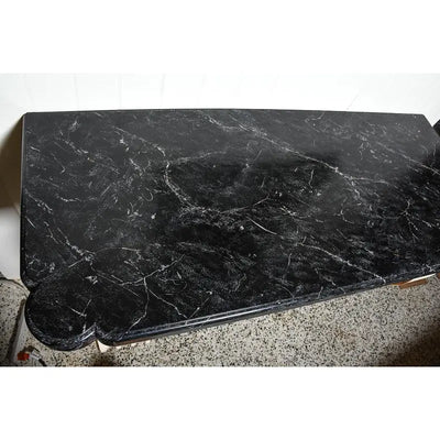 Consoles, Painted Black And White With Faux Marble Top- A Pair