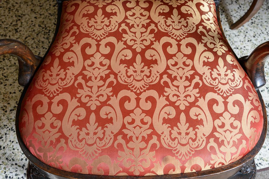 European Painted and Carved Inlaid Armchairs (pair)