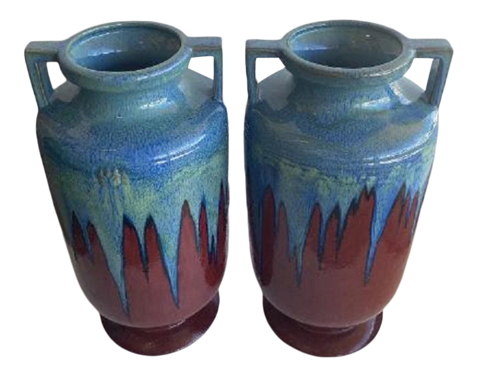 Glazes Vases with Handles (pair)