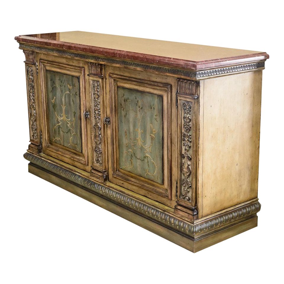 Marble Top Painted Cabinet