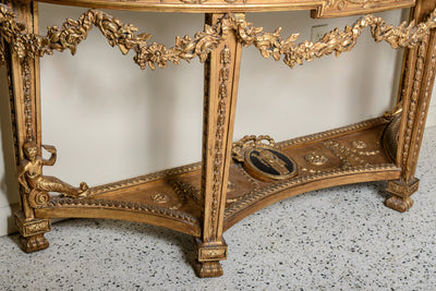 Pair of Faux Marble Top Consoles