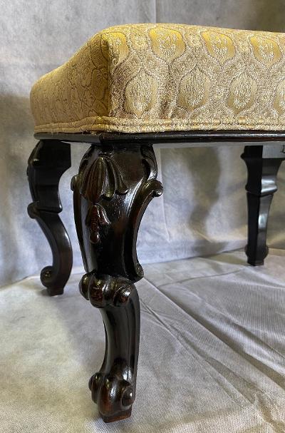 1850s French Rosewood Upholstered Ebonized Stool