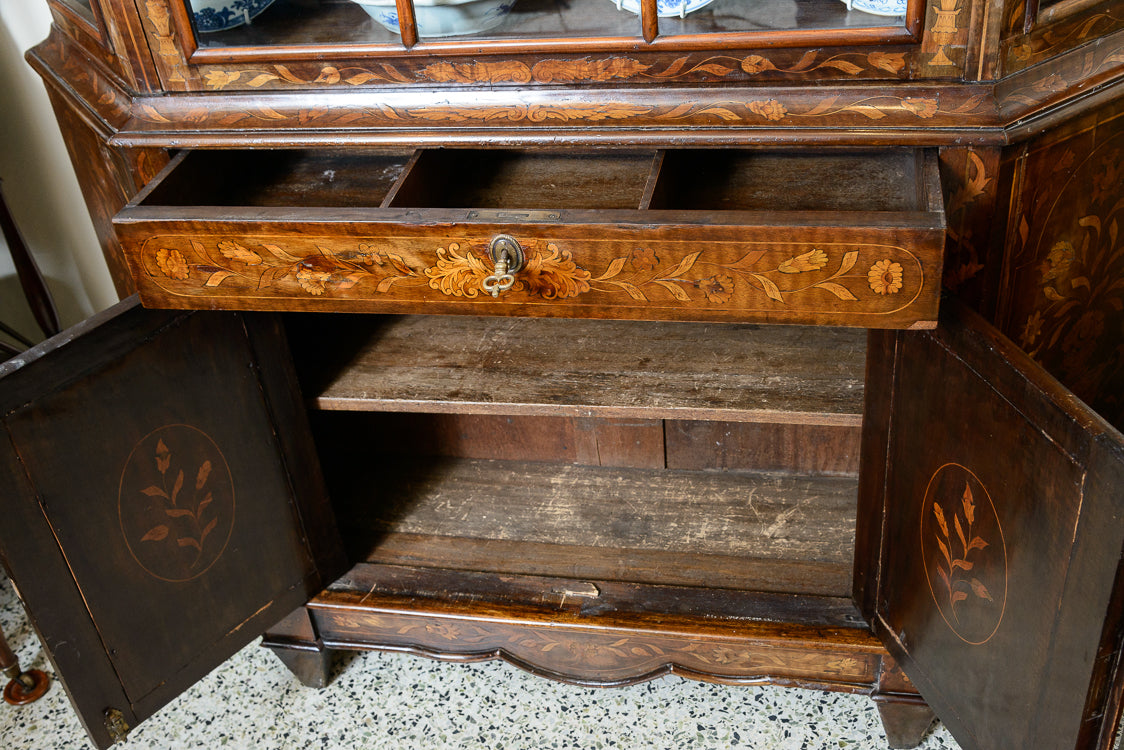 Dutch Marquetry Display Cabinet