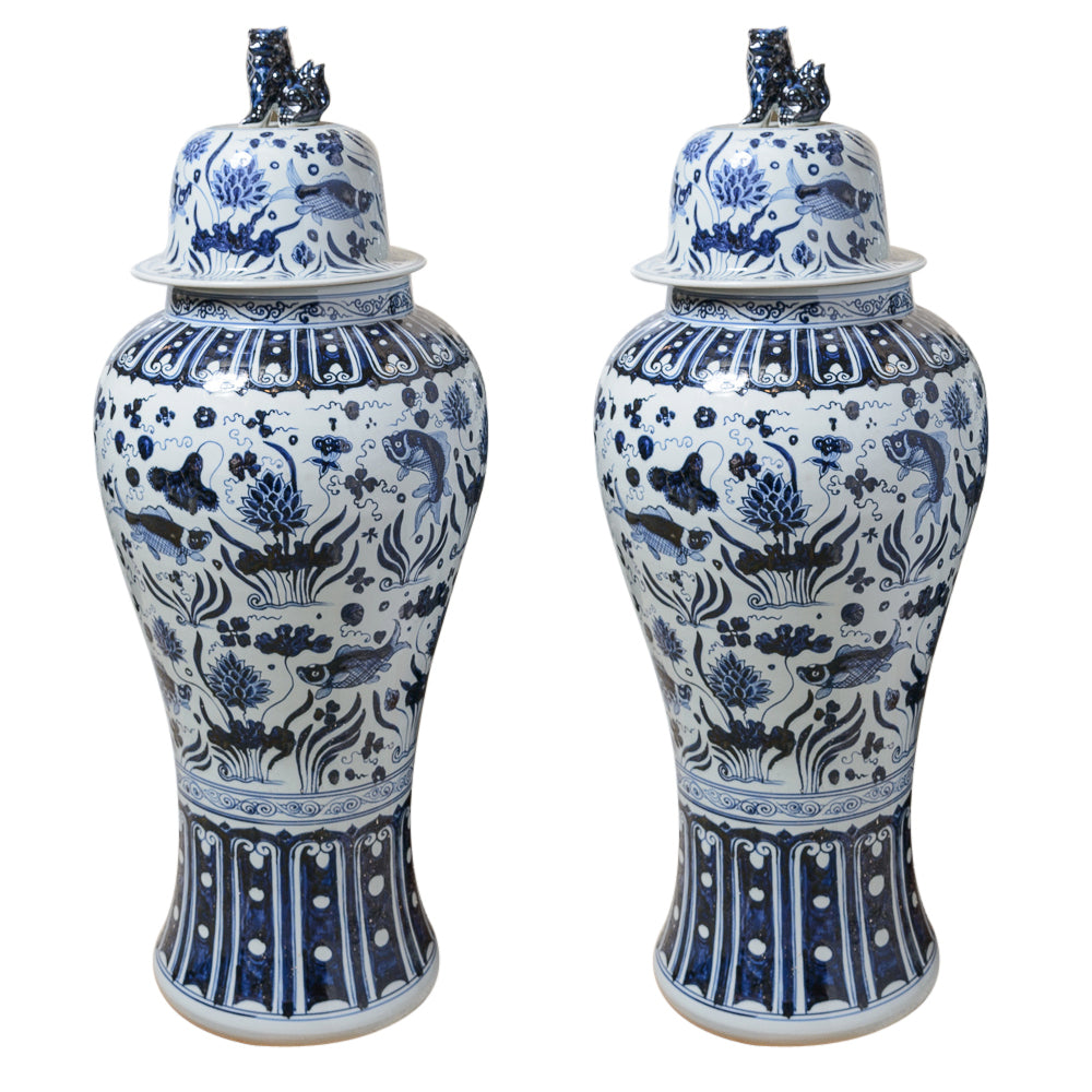 Pair of Large Blue and White vases