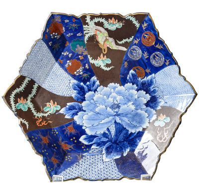 Antique Blue and Brown Floral Imari Charger