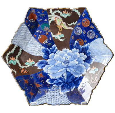 Antique Blue and Brown Floral Imari Charger