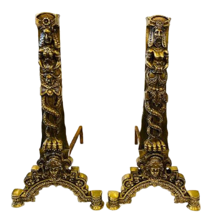Antique Brass Andirons