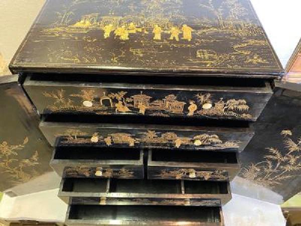 Antique English Lacquer Cabinet With Asian Japanning – The
