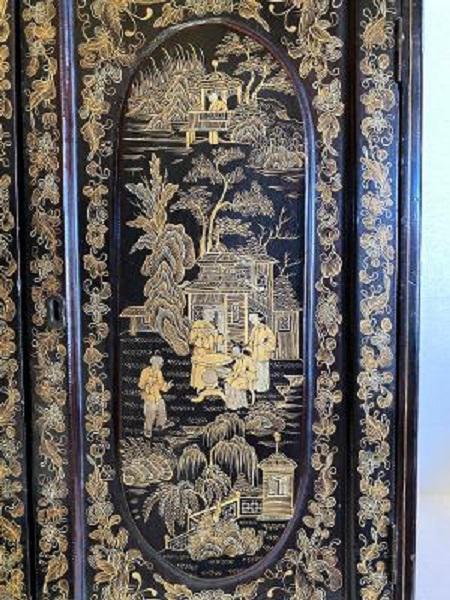Antique English Lacquer Cabinet With Asian Japanning – The