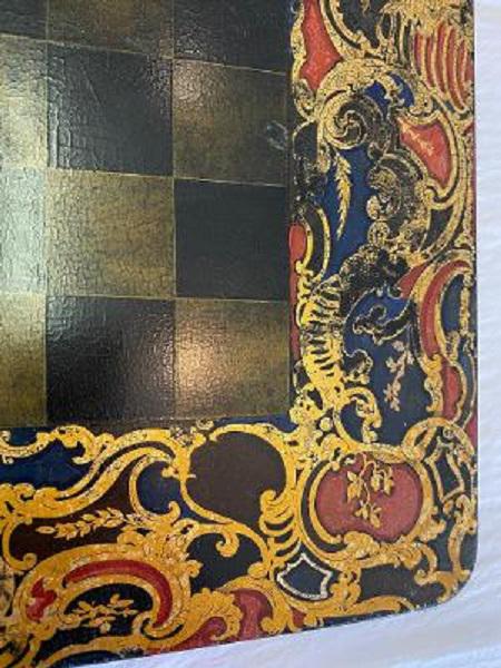 Antique English Papier Mache Painted Checkers Board