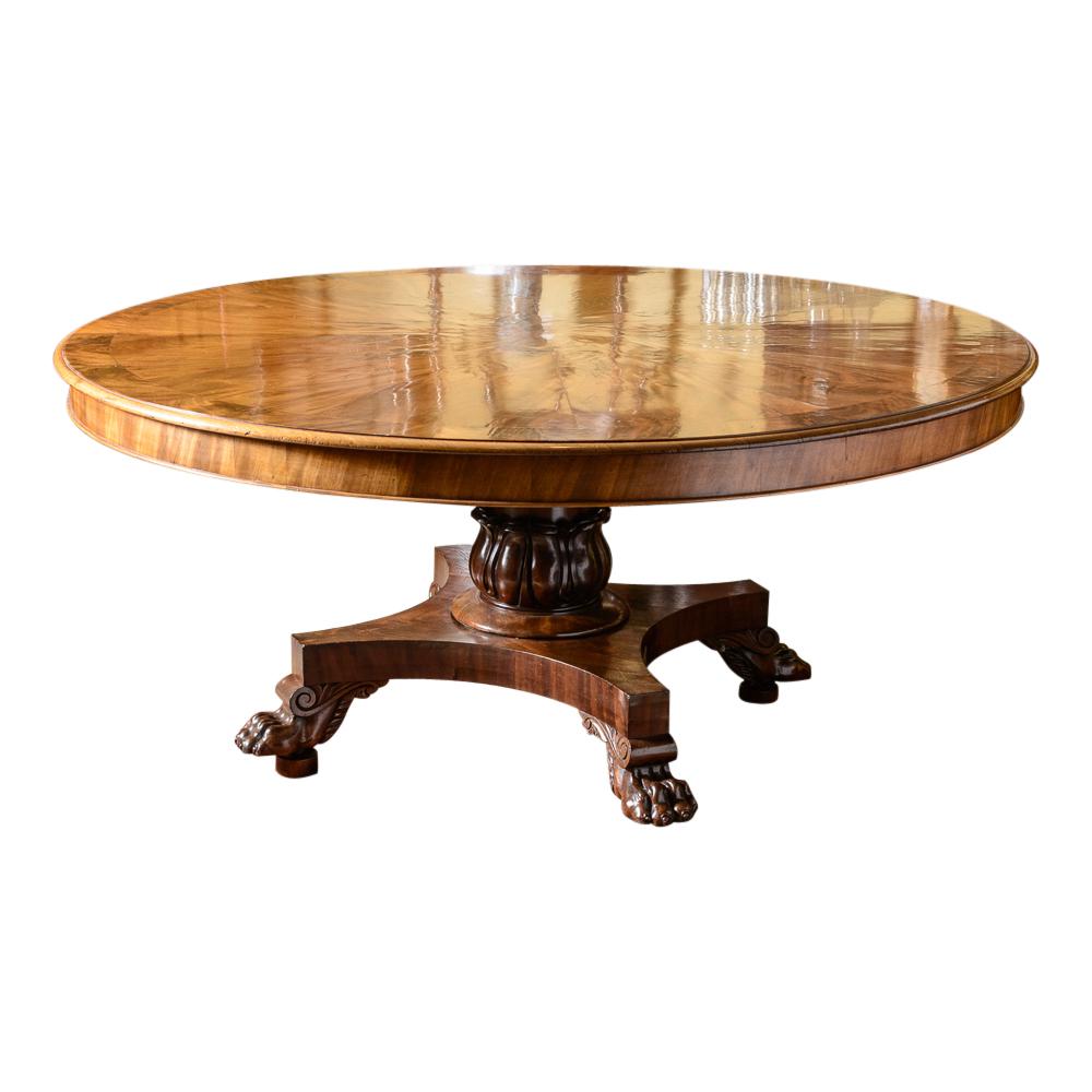 Antique English William IV Style Mahogany Round Dining Table – The
