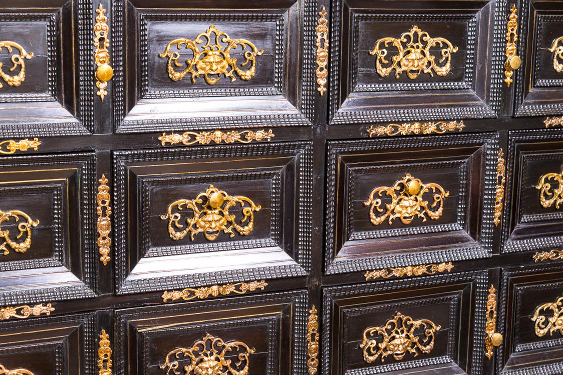 Antique Flemish Ebonized Cabinet on Spanish Table