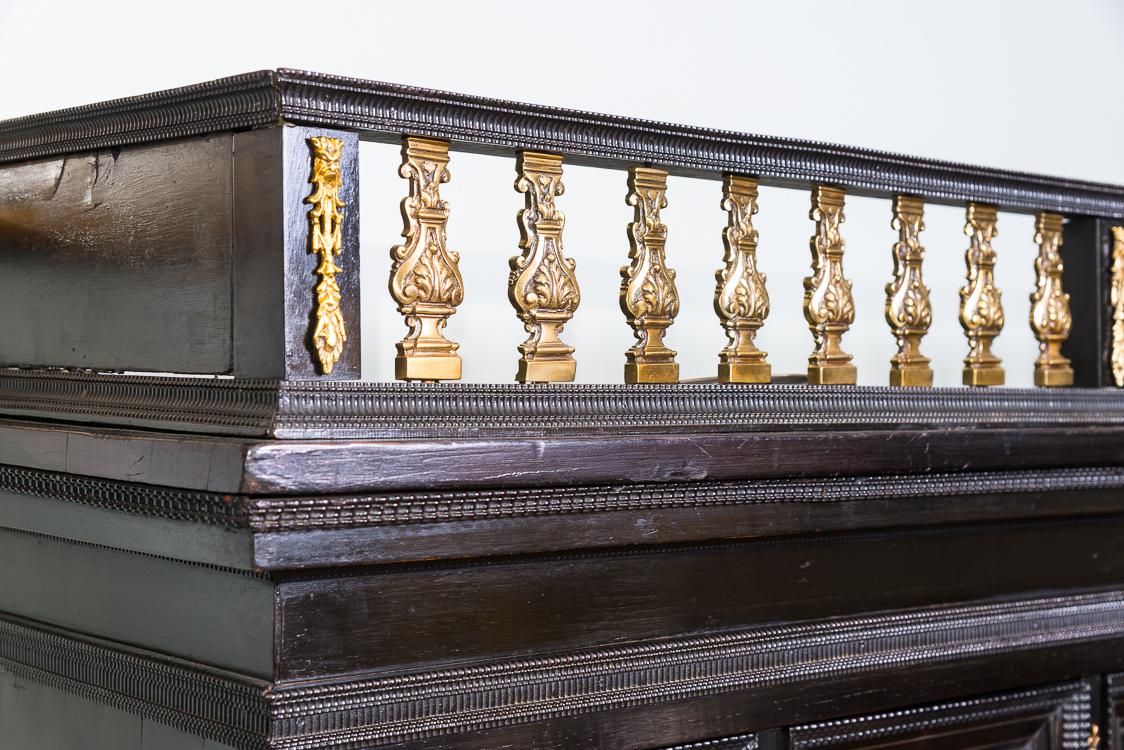 Antique Flemish Ebonized Cabinet on Spanish Table