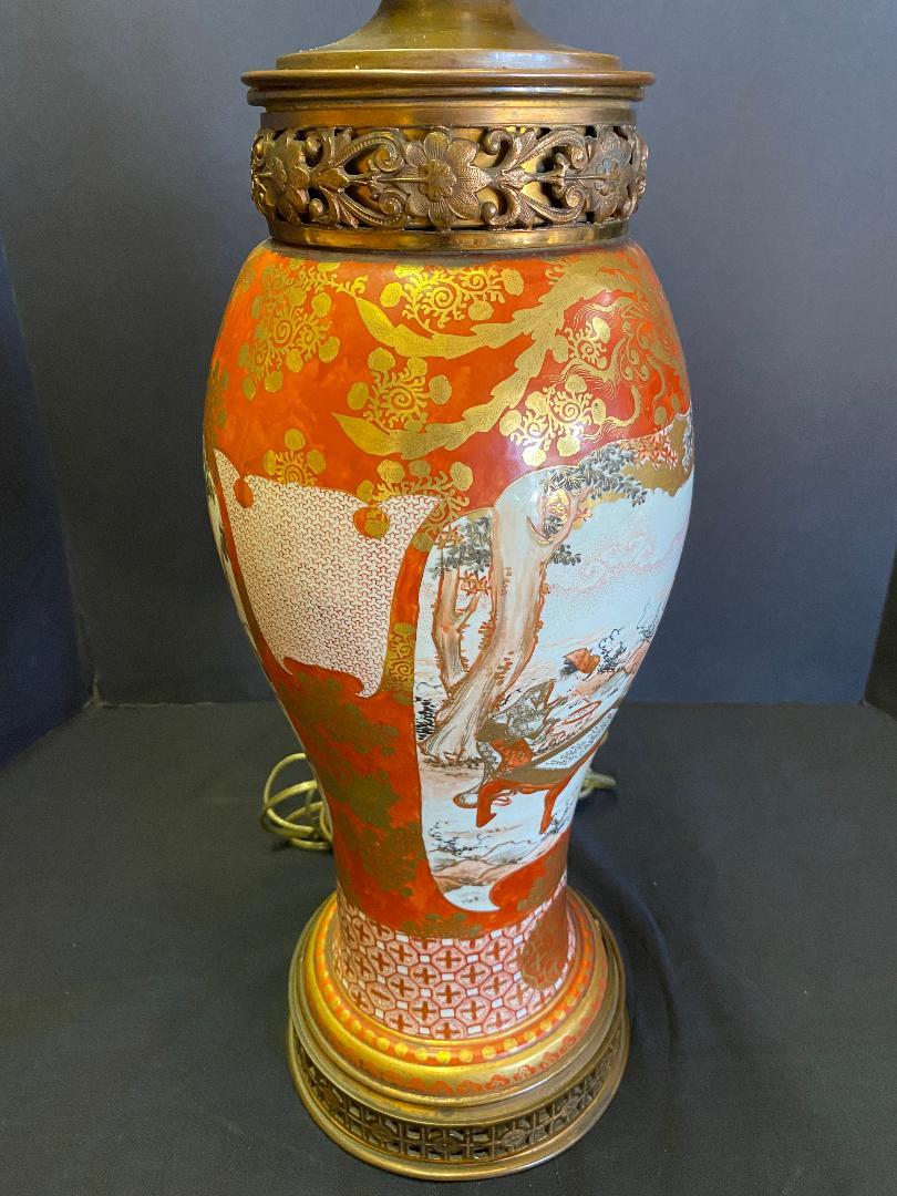 Antique Porcelain Kutani Lamp