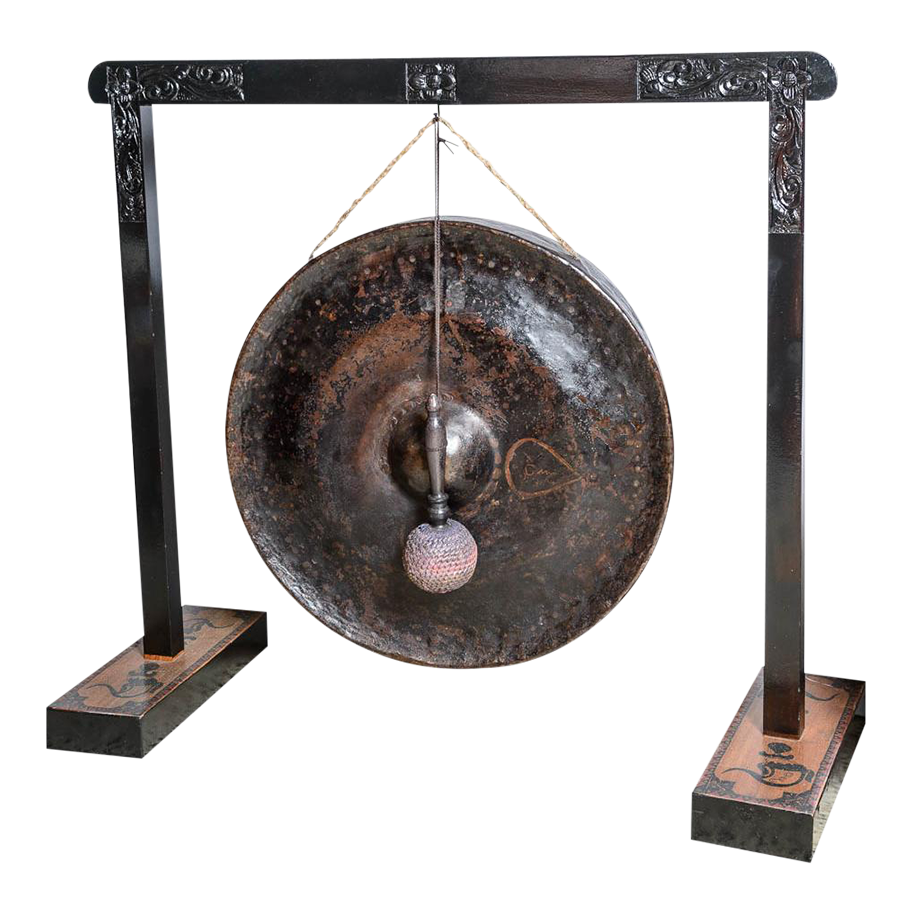 Early 21st Century Thai Steel Gong in Wood Frame