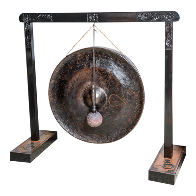 Early 21st Century Thai Steel Gong in Wood Frame