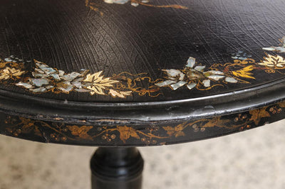English Papier Mache and Mother of Pearl Inlaid Side Table