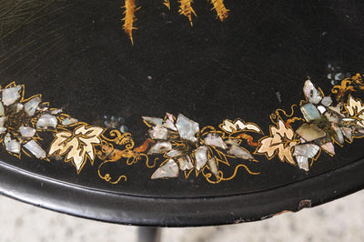 English Papier Mache and Mother of Pearl Inlaid Side Table