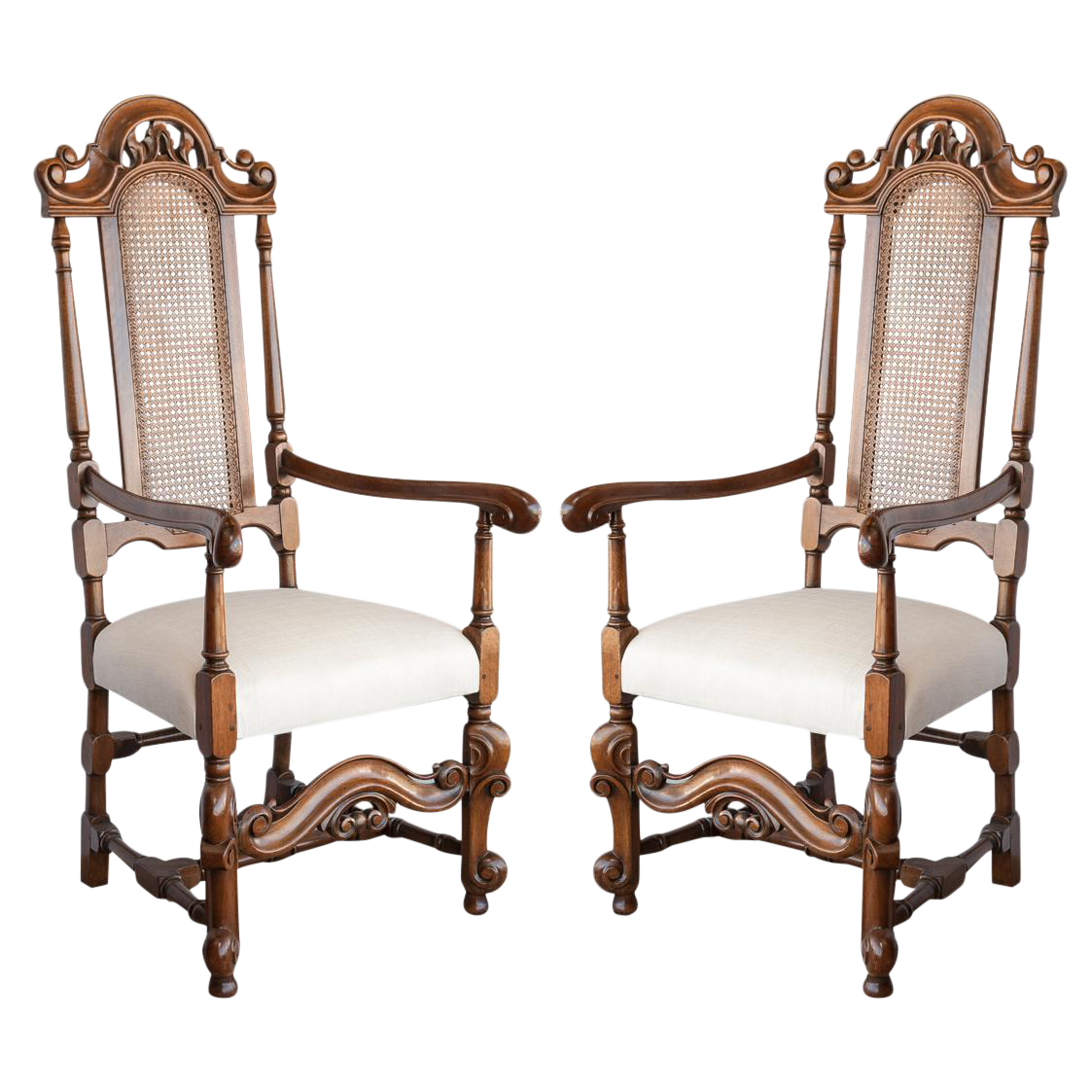 English Walnut Arm Chairs (pair)
