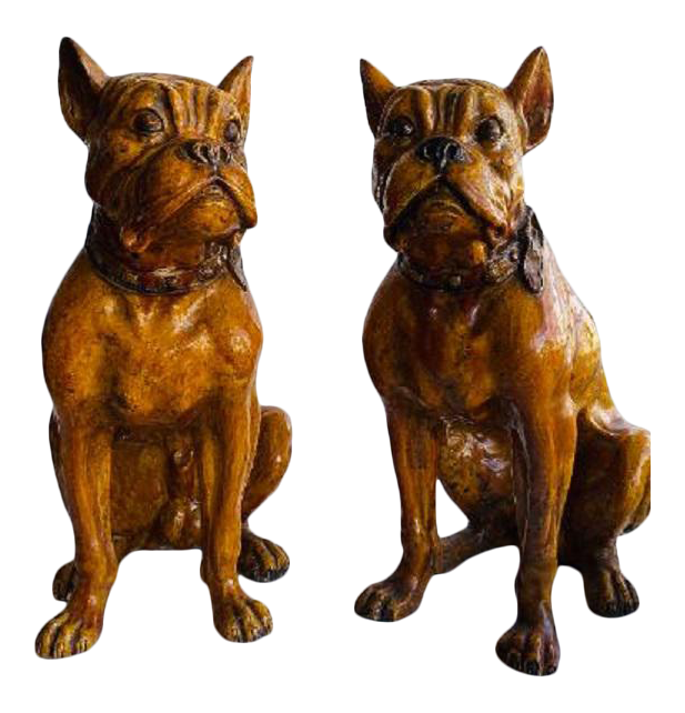 Glazed Terra Cotta Boxer Dogs (pair)