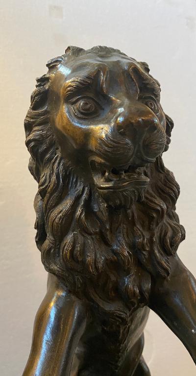 Mid 19th Century Bronze Lion Andirons (pair)