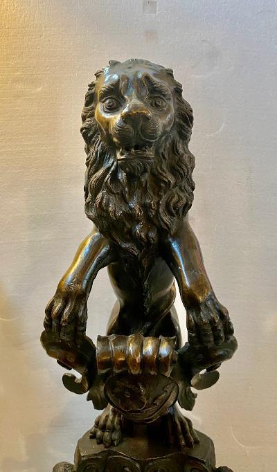 Mid 19th Century Bronze Lion Andirons (pair)