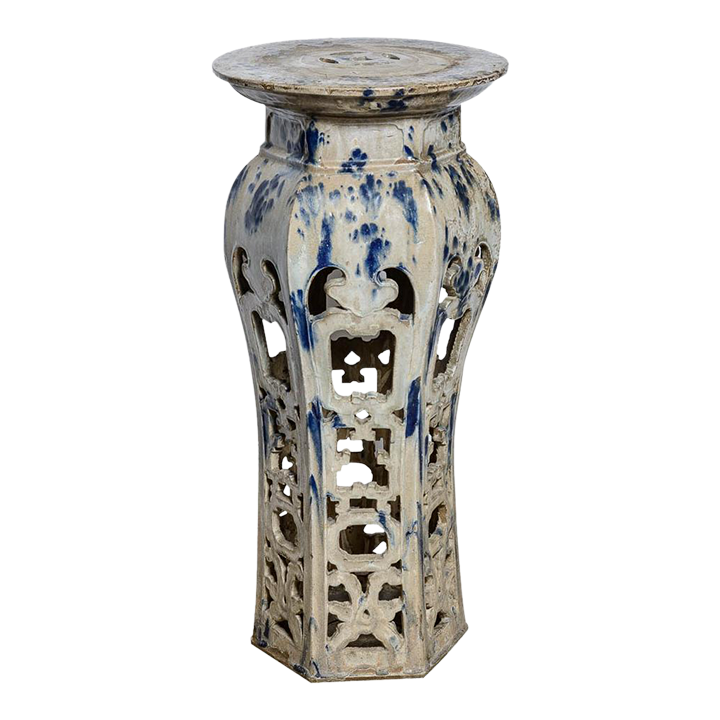 Vintage Chinese Glazed Ceramic Column