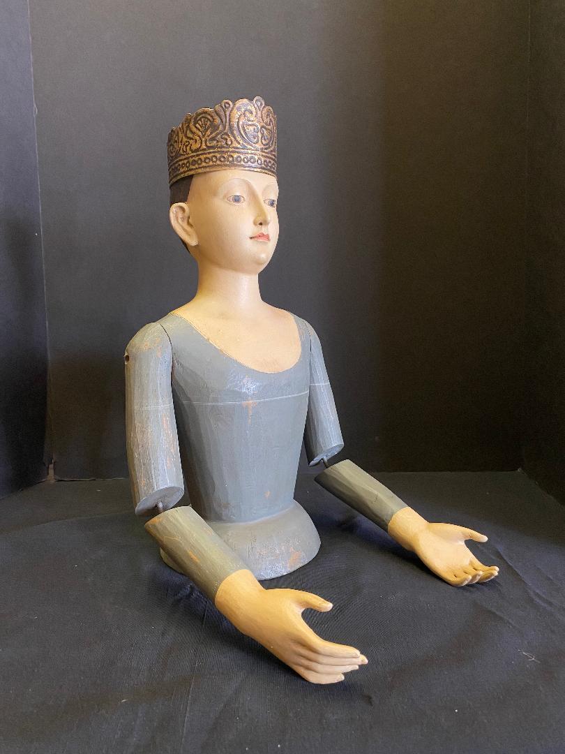 Wooden Lady Figure Painted With Movable Arms